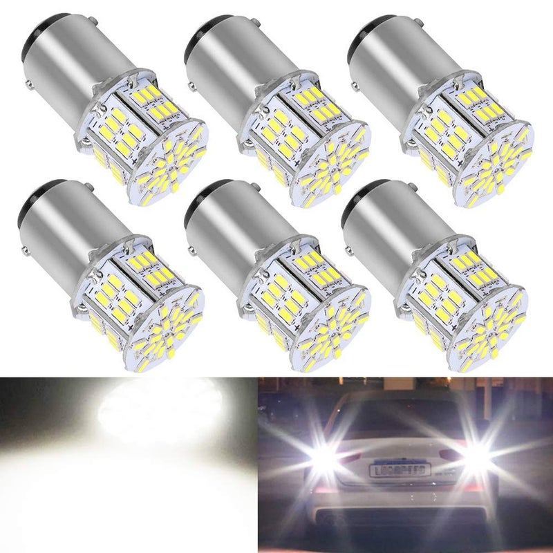 BlyilyB BA15D 1130 1142 1176 LED Bulb Bright White Interior LED Light Bulb for Car Trailer Marine RV Camper Boat As Tail Light - (Pack of 6) - Image 1